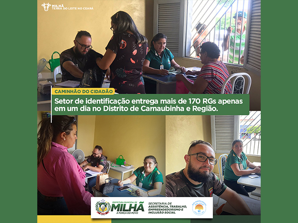 Setor de Identificação entrega mais de 170 RGs apenas em um dia no Distrito de Carnaubinha.